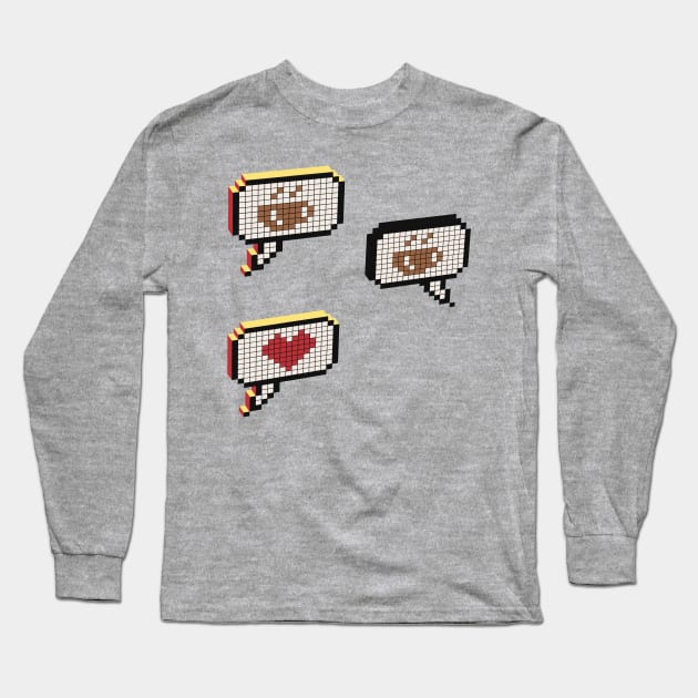 Pixel art coffee messaging Long Sleeve T-Shirt by Holailustra